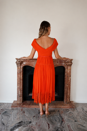 Self-Portrait Coral Lace Maxi Dress