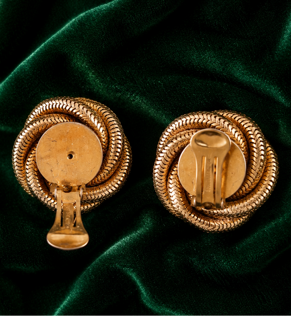 Vintage Oversized Button Earrings with Pearl Details