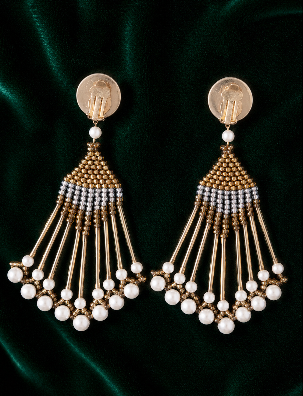1990s Vintage Chandelier Earrings with Pearl Details