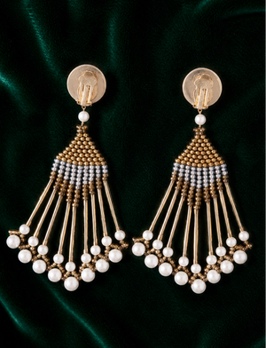 1990s Vintage Chandelier Earrings with Pearl Details