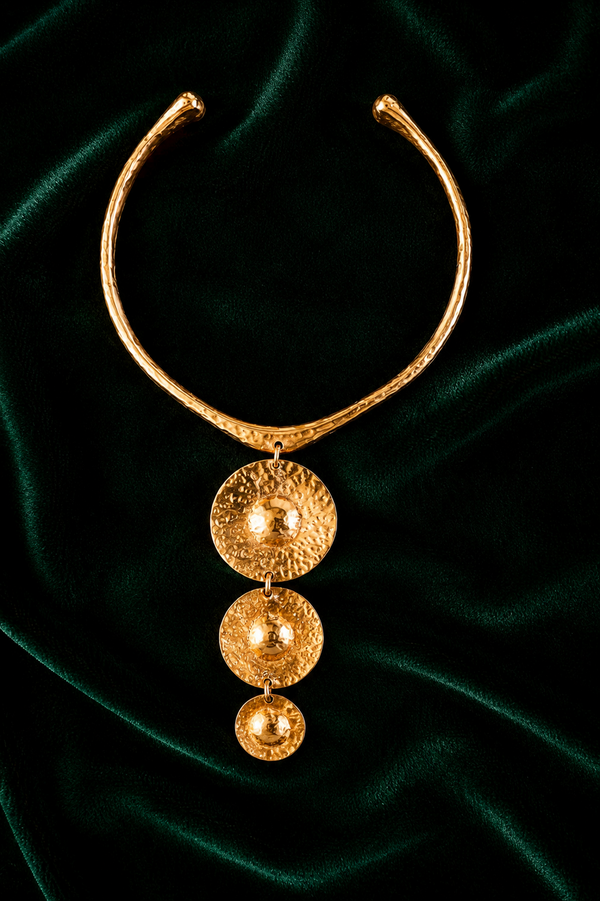 Handmade Hammered Disc Collar Necklace