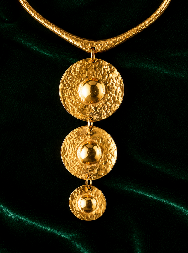 Handmade Hammered Disc Collar Necklace