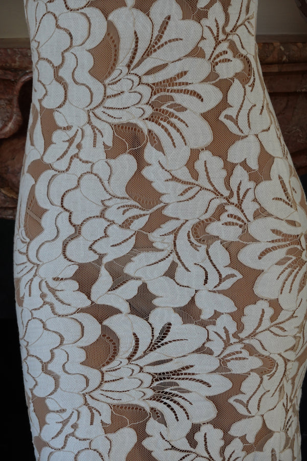 1970s Vintage White Lace Maxi Dress