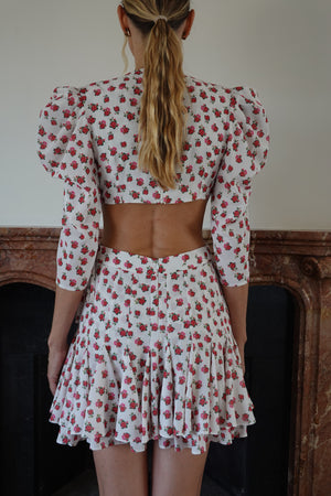 Mergim Floral Silk Cut-Out Mini Dress