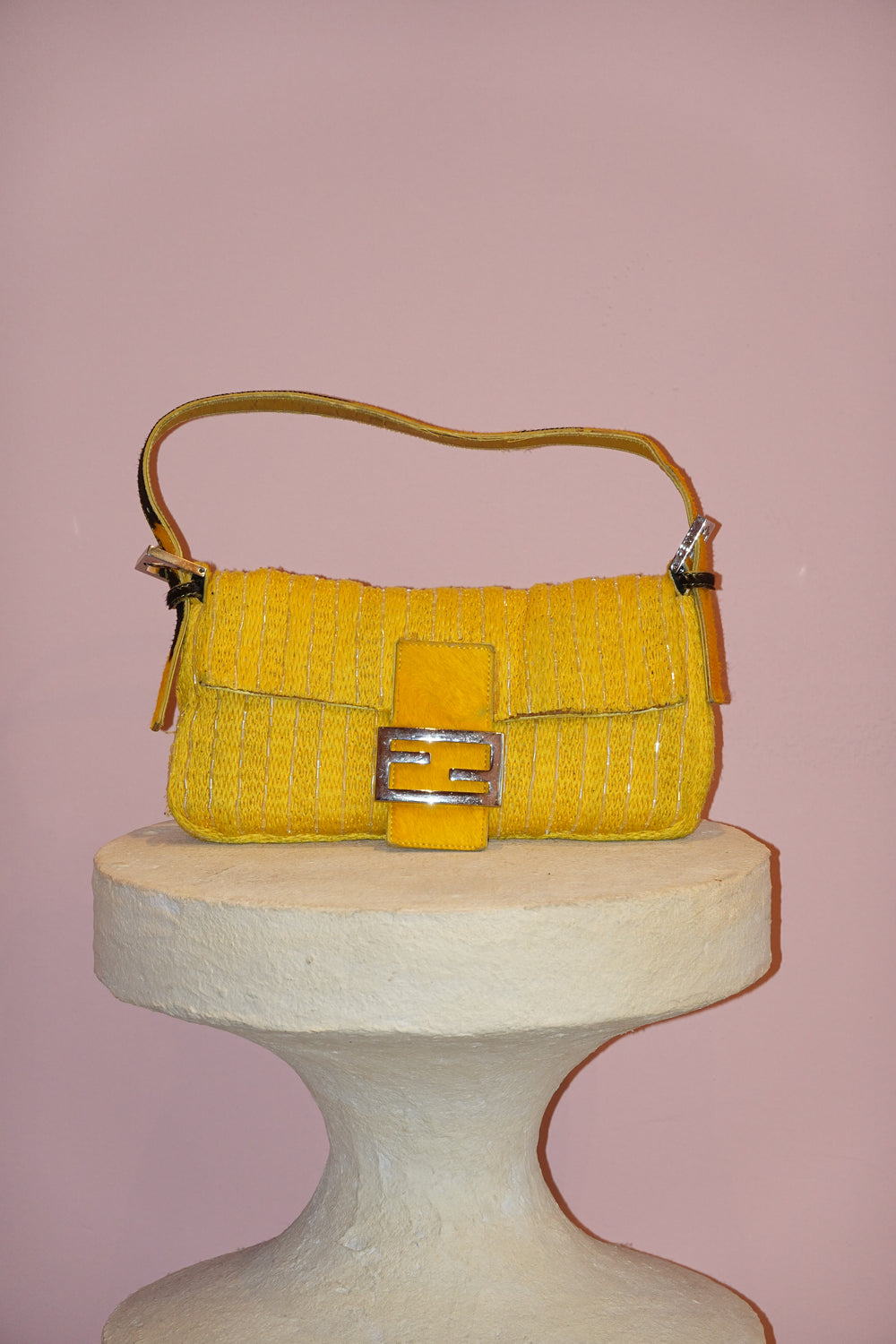 FENDI YELLOW BEADED BAGUETTE