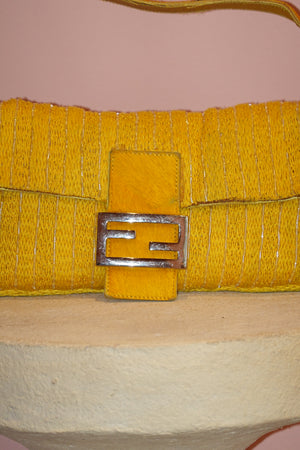 FENDI YELLOW BEADED BAGUETTE