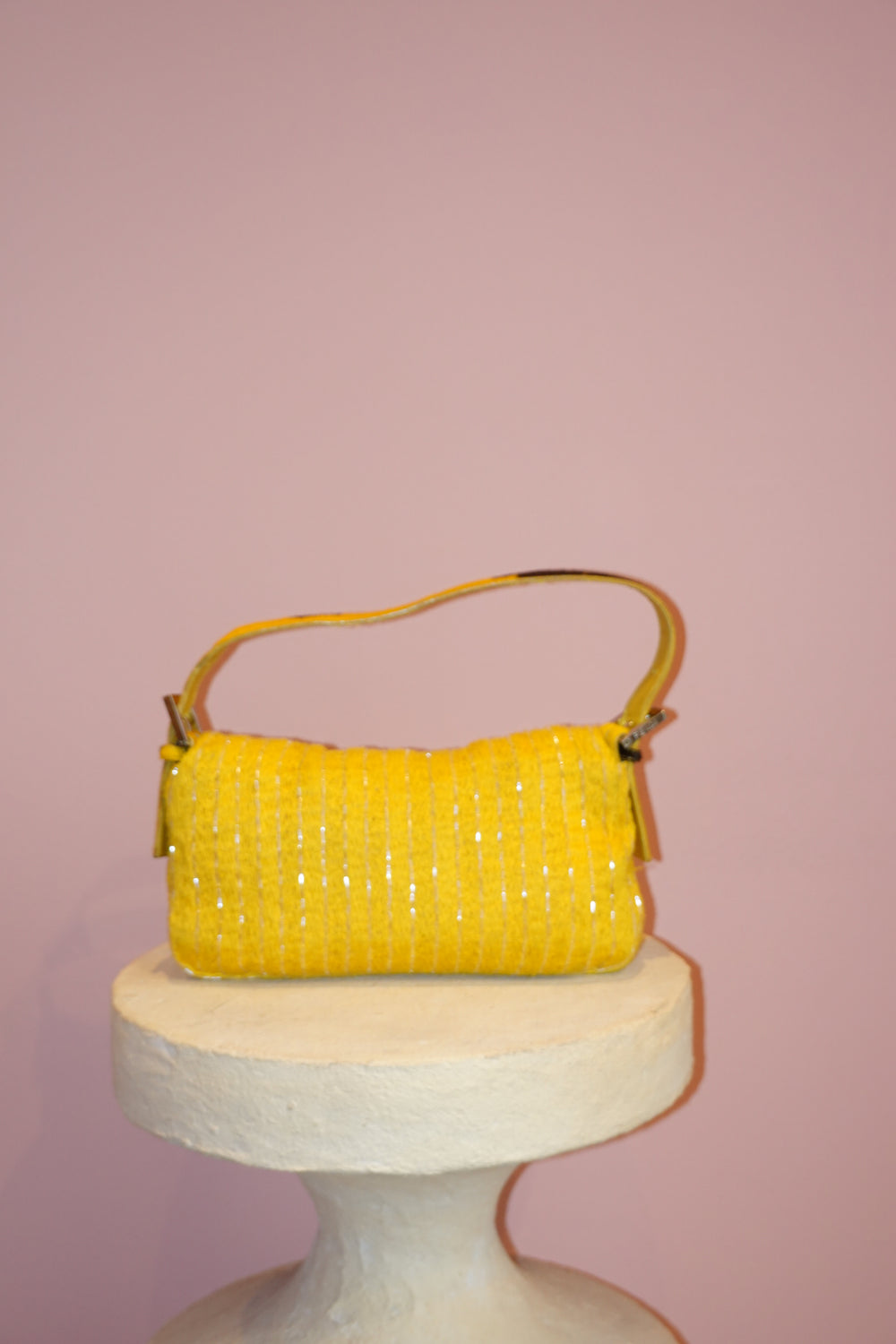 FENDI YELLOW BEADED BAGUETTE