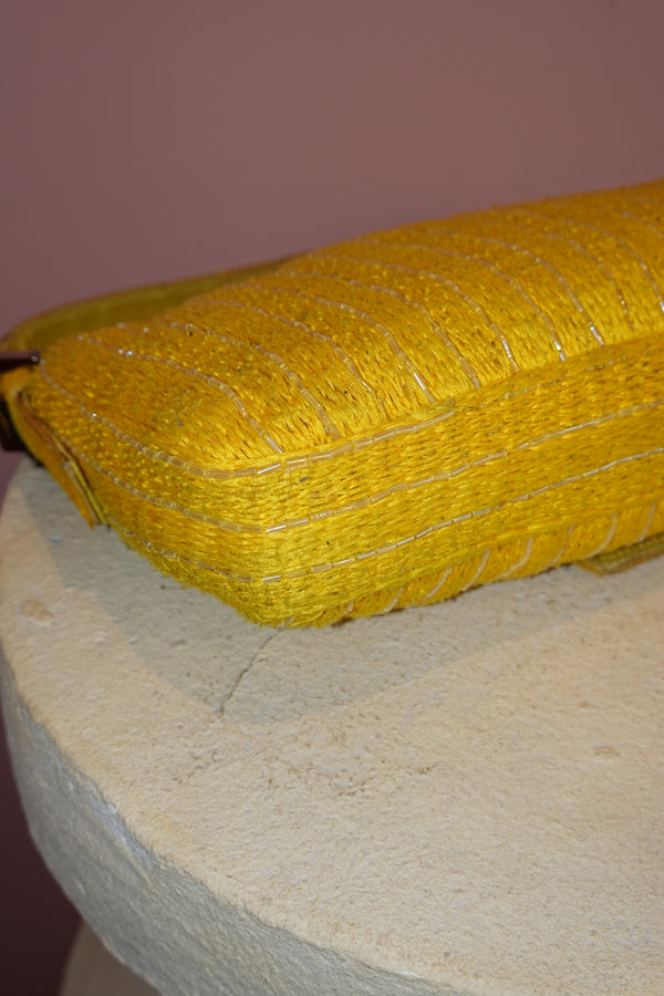 FENDI YELLOW BEADED BAGUETTE