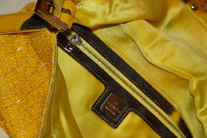 FENDI YELLOW BEADED BAGUETTE
