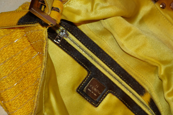 FENDI YELLOW BEADED BAGUETTE
