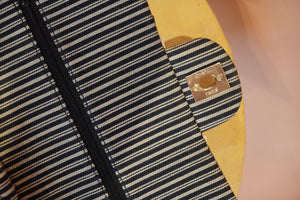 CHANEL CANVAS SEQUIN STRIPE MEDIUM DOUBLE FLAP