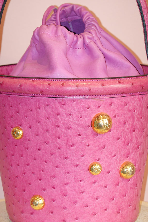 CÉLINE 1980s VINTAGE PINK BUCKET BAG