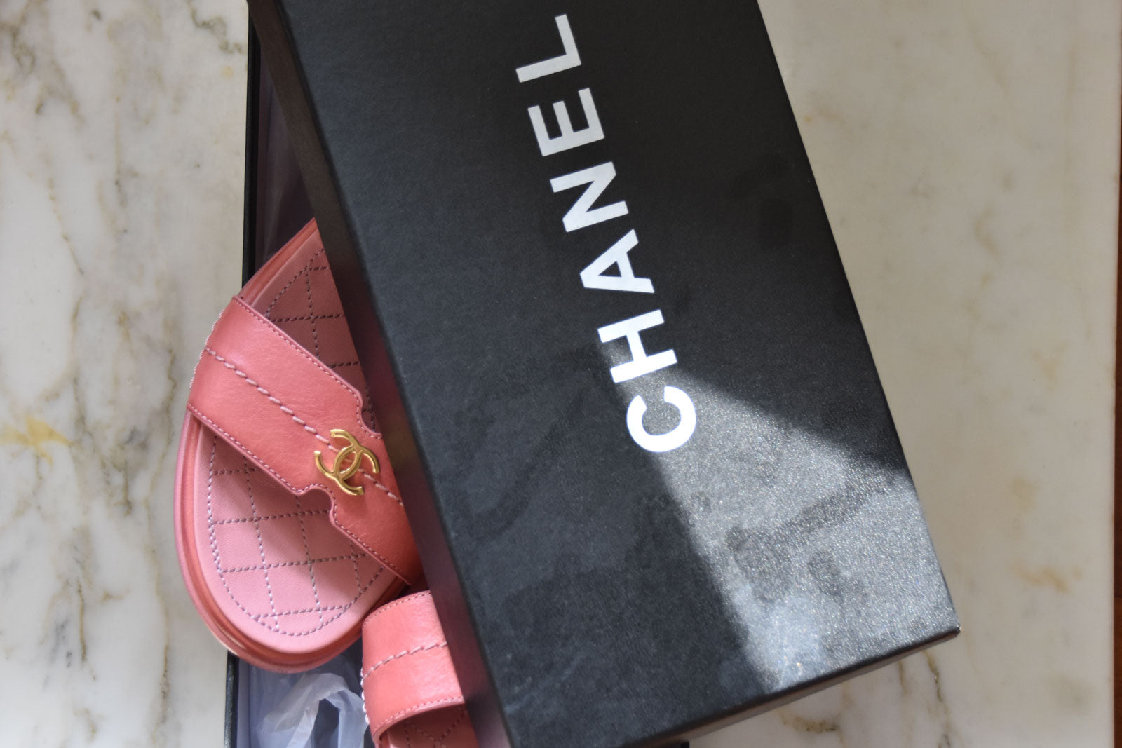 Chanel calfskin CC mule Sandals