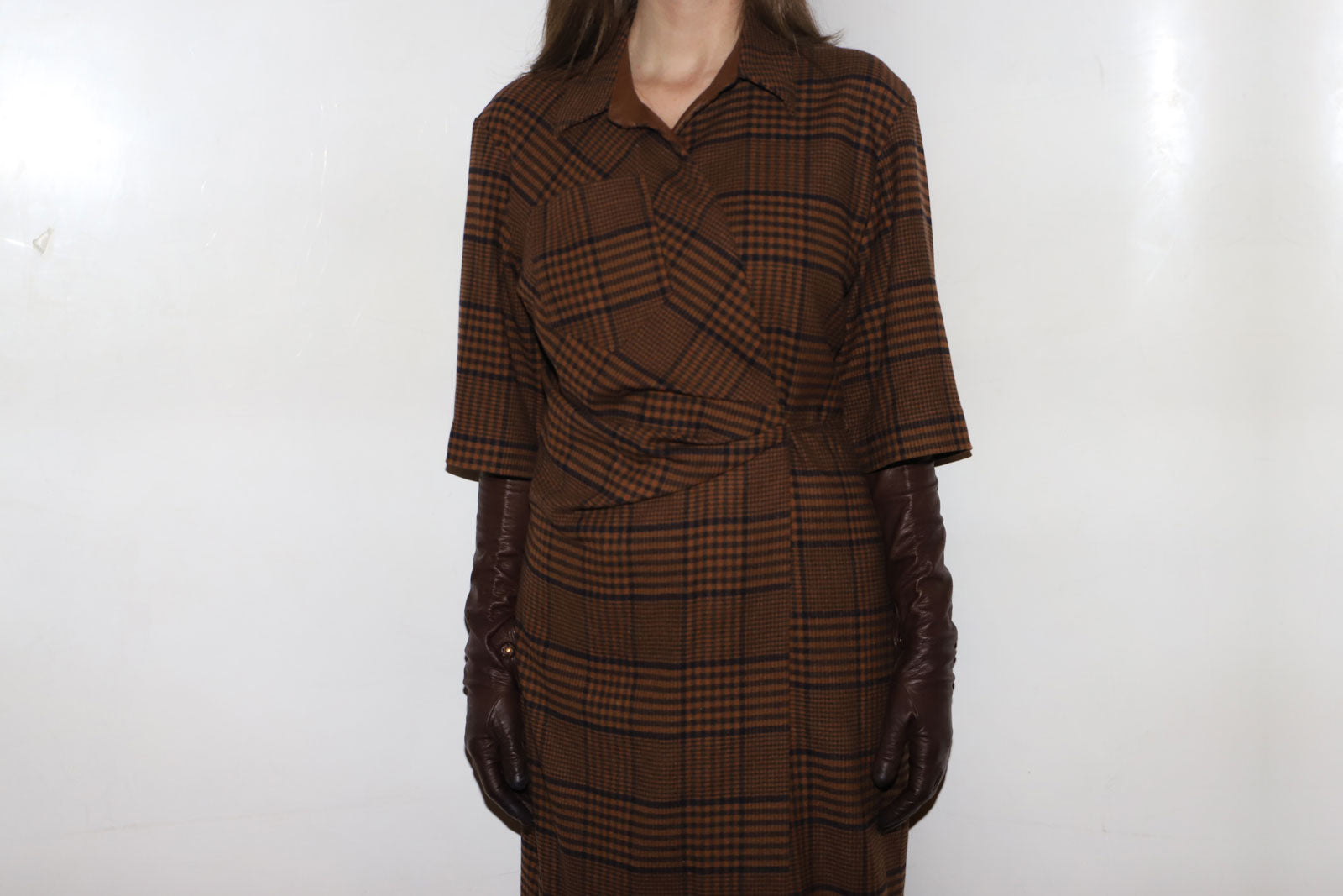 NANUSHKA LAIS PRINCE OF WALES CHECKED TWEED MIDI WRAP DRESS