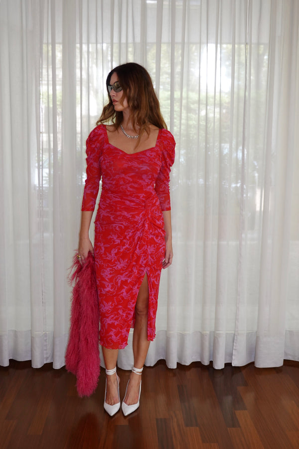DRIES VAN NOTEN FLORAL MIDI DRESS