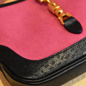 Gucci Vintage Pink and Black Jackie Pony Hair Bag