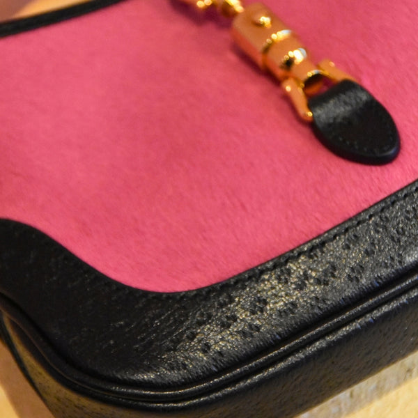 Gucci Vintage Pink and Black Jackie Pony Hair Bag