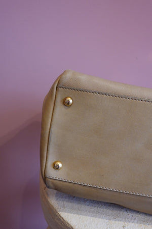 Beige Blue Interior Shoulder Bag