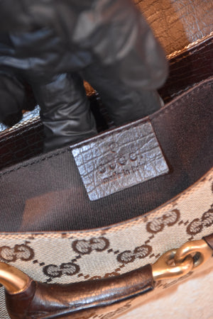 Beige Monogram Horsebit Shoulder Bag