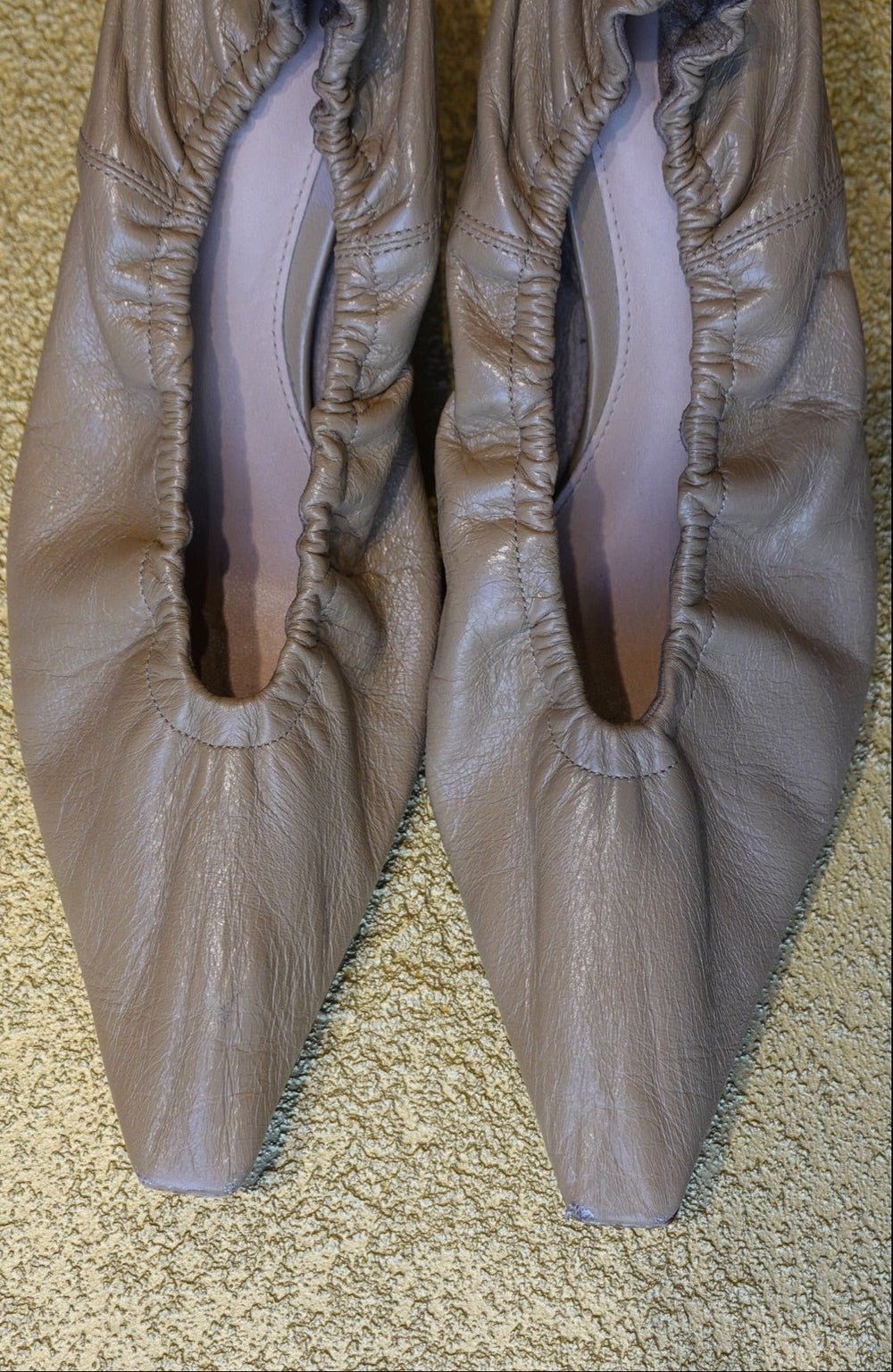 Beige Ruched Slingback Heels