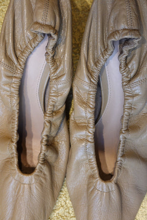 Beige Ruched Slingback Heels