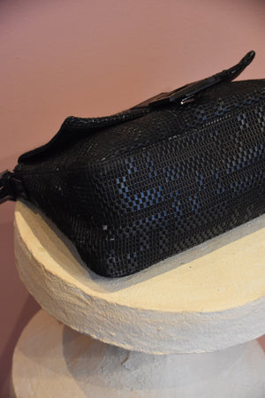 Black Embossed Shoulder Bag