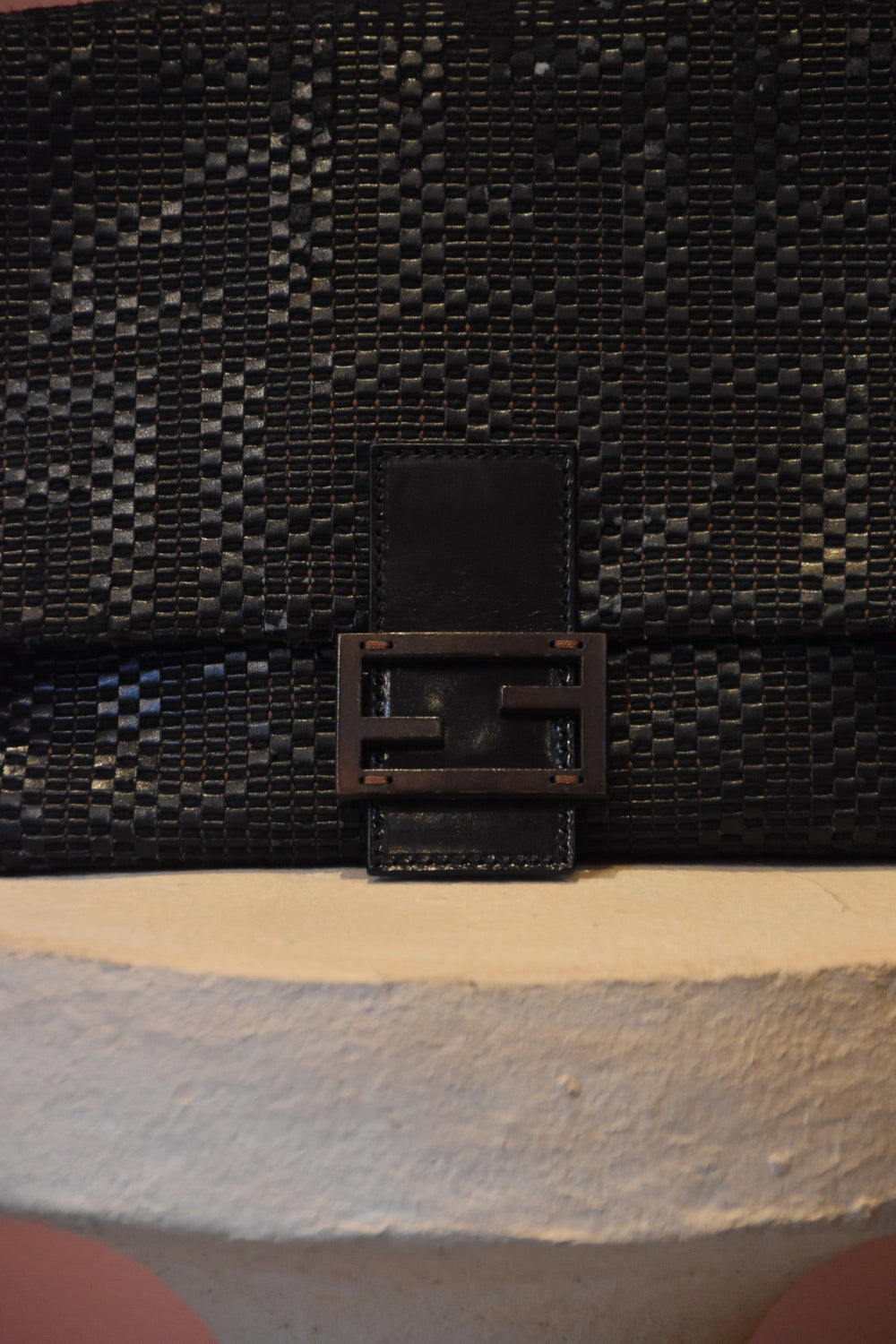 Black Embossed Shoulder Bag