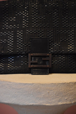 Black Embossed Shoulder Bag
