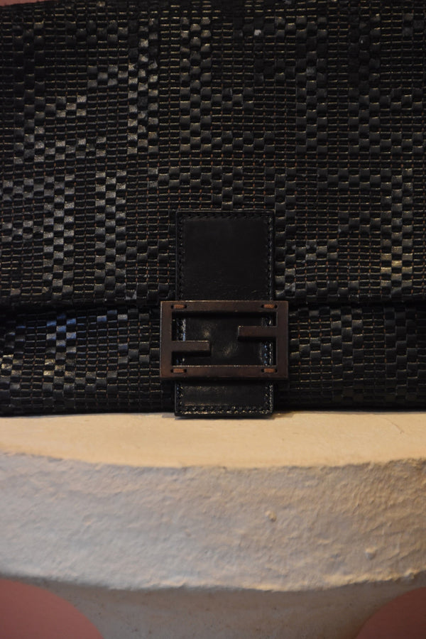 Black Embossed Shoulder Bag