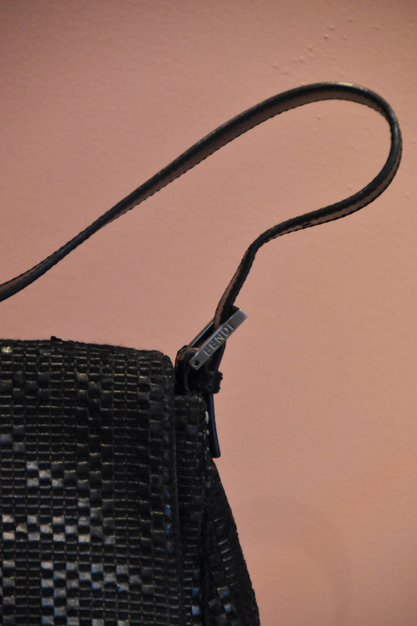 Black Embossed Shoulder Bag
