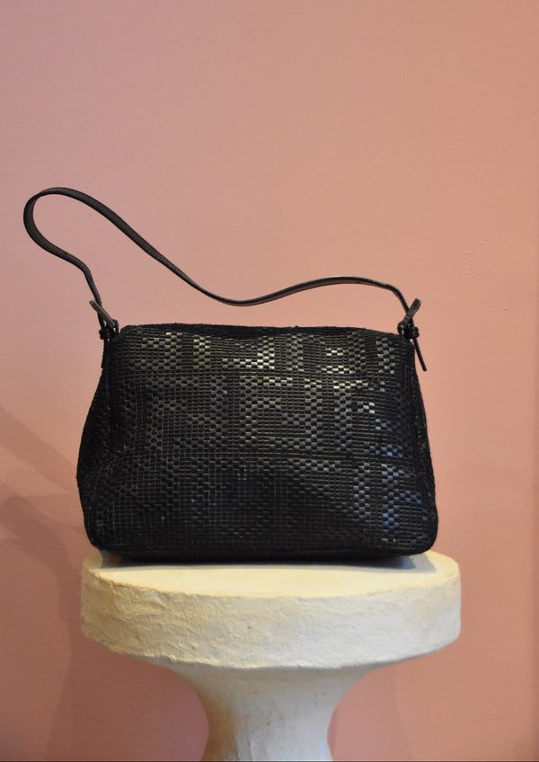 Black Embossed Shoulder Bag