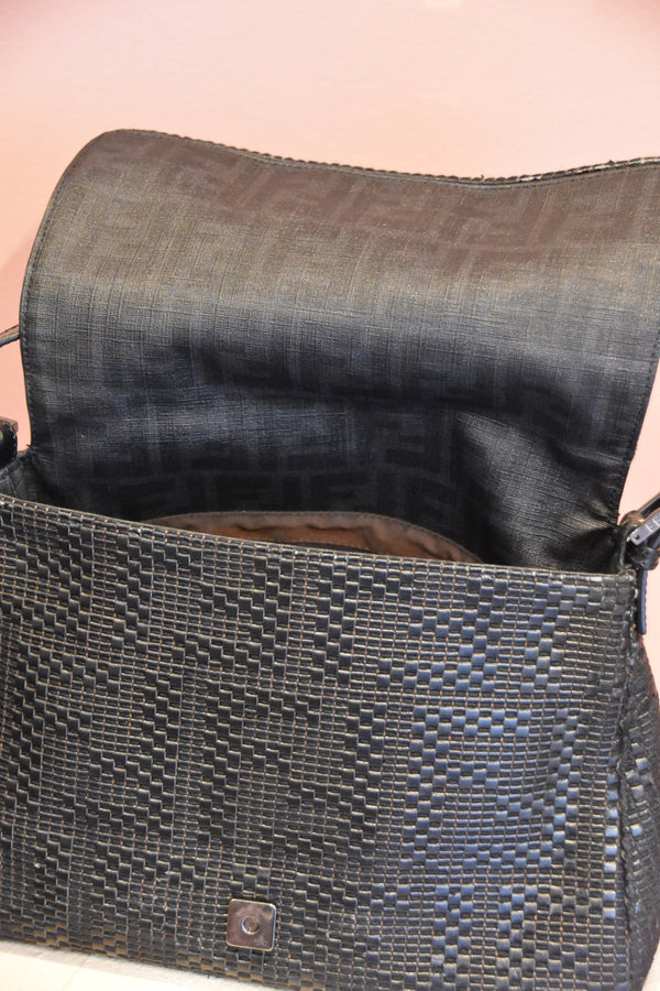 Black Embossed Shoulder Bag