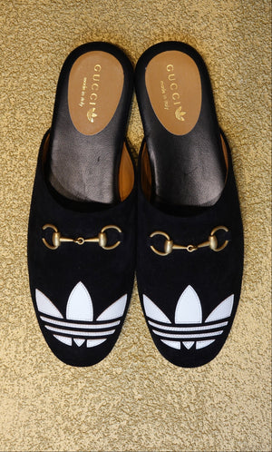 Black Logo Mule Flats