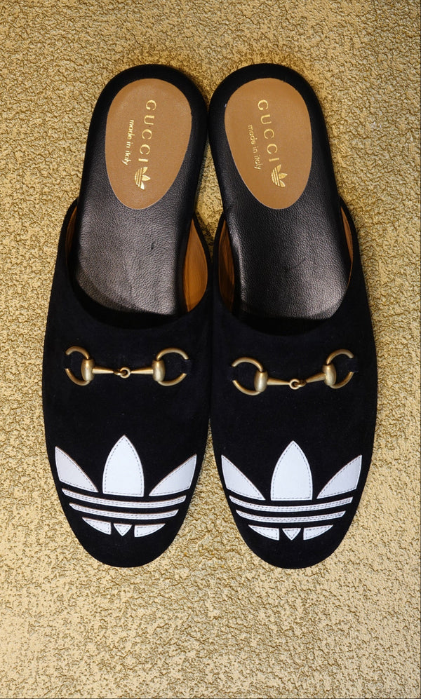 Black Logo Mule Flats