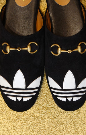 Black Logo Mule Flats
