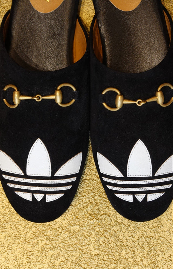 Black Logo Mule Flats