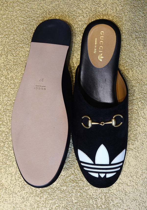 Black Logo Mule Flats