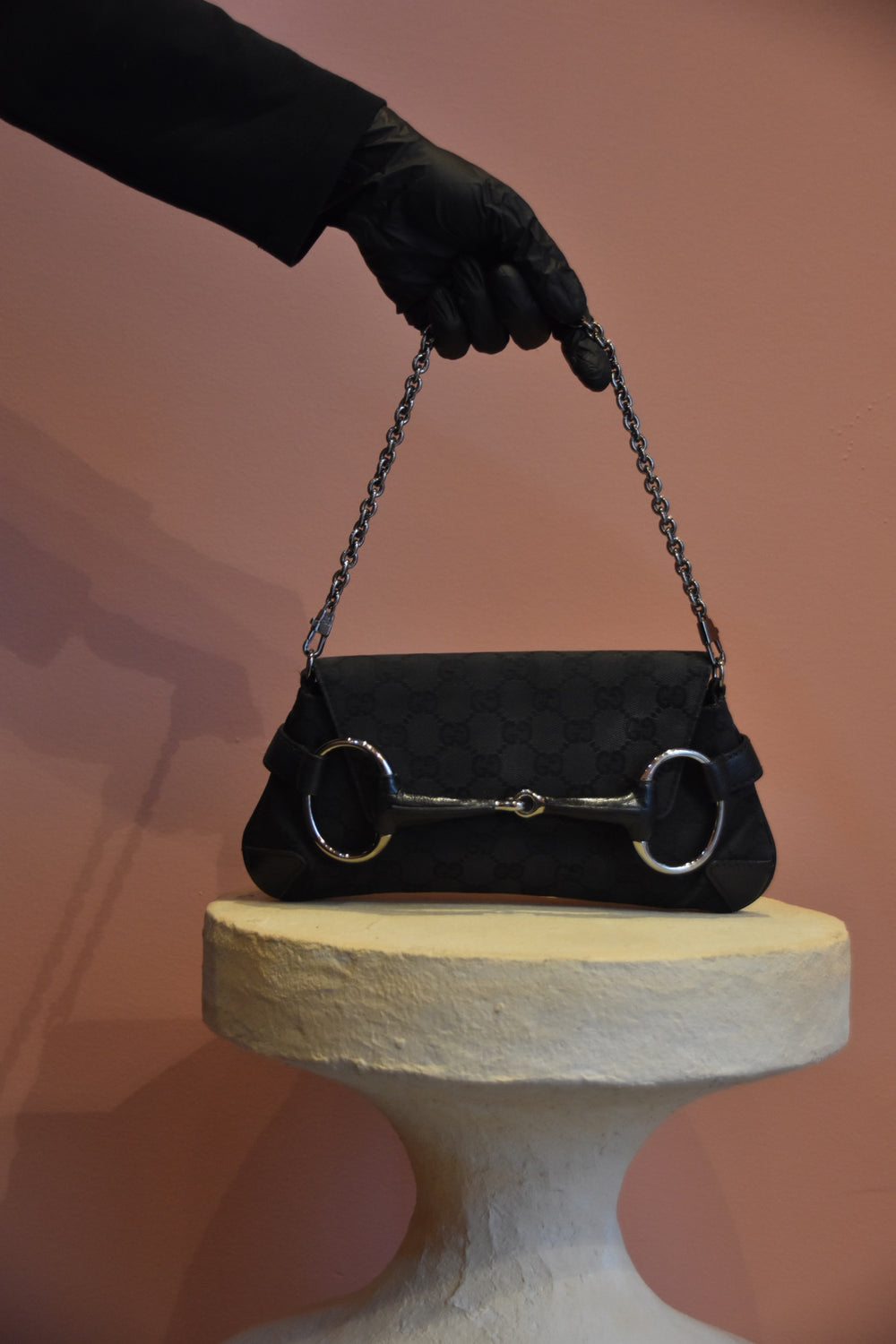 Black Monogram Horsebit Shoulder Bag