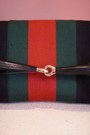 Black Web Stripe Horsebit Bag