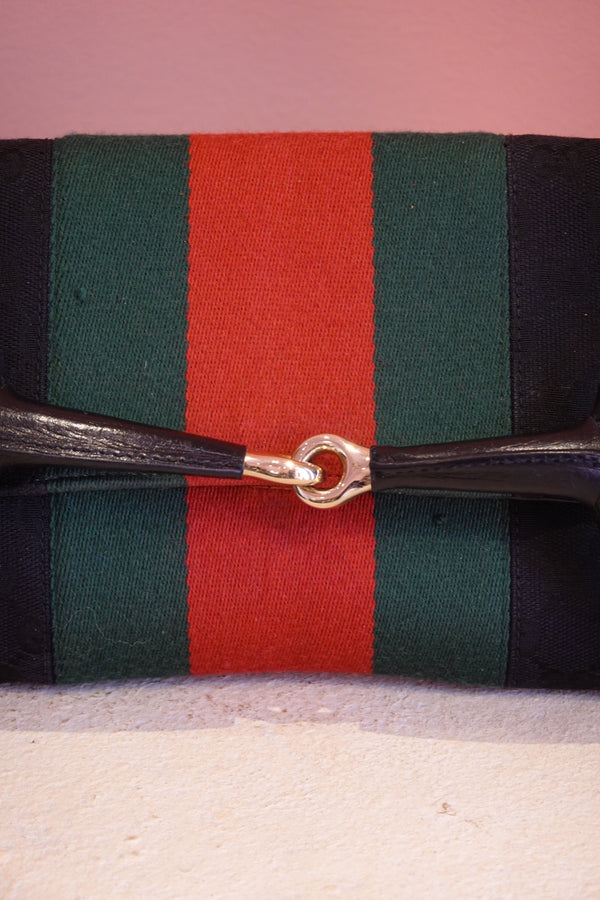 Black Web Stripe Horsebit Bag