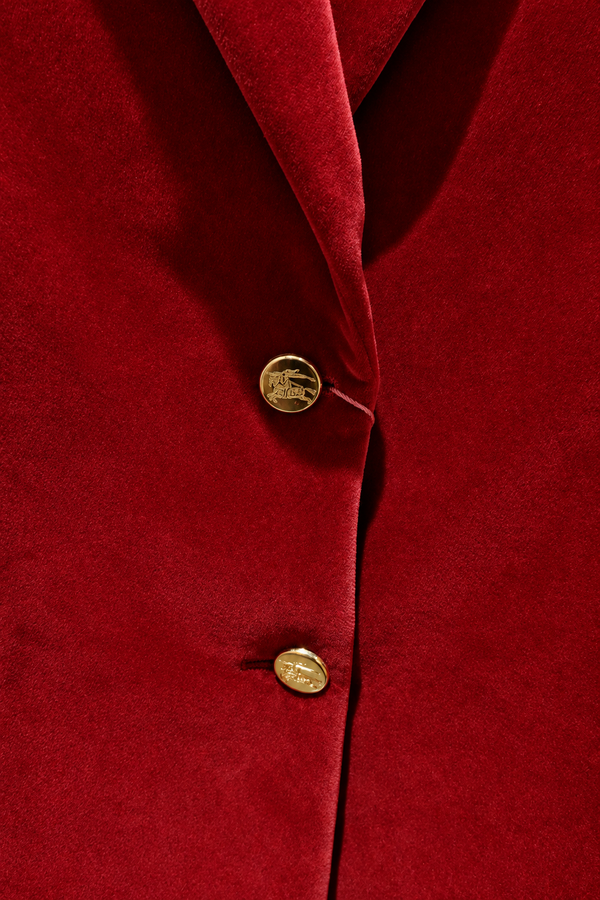 Burberrys red velvet blazer button-detail
