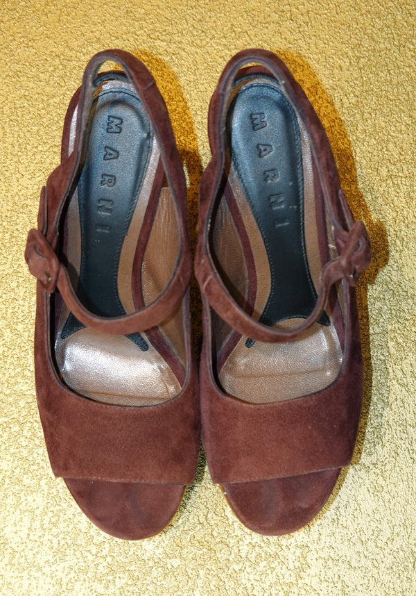 Burgundy Colorblock Mary Jane Heels