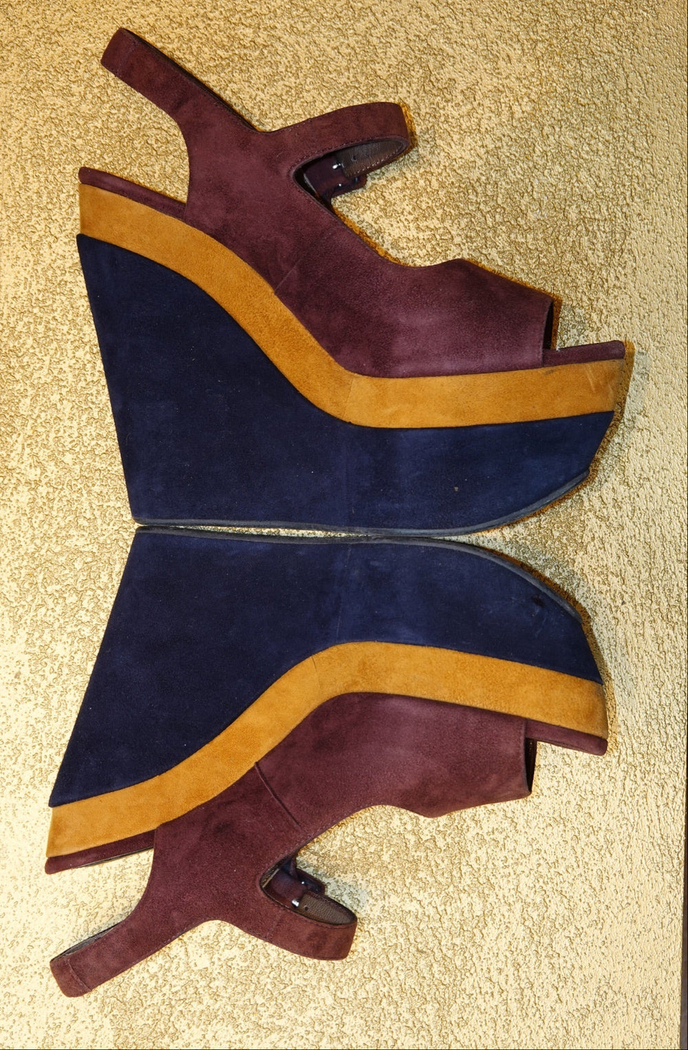 Burgundy Colorblock Mary Jane Heels