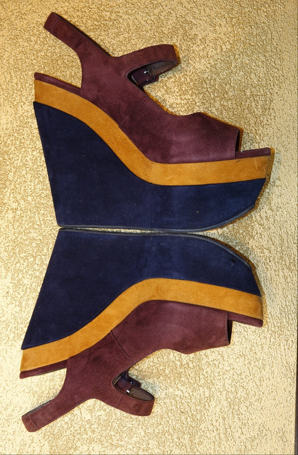 Burgundy Colorblock Mary Jane Heels