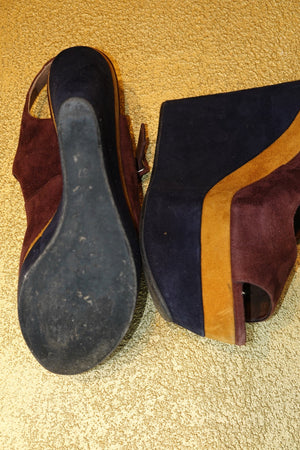 Burgundy Colorblock Mary Jane Heels
