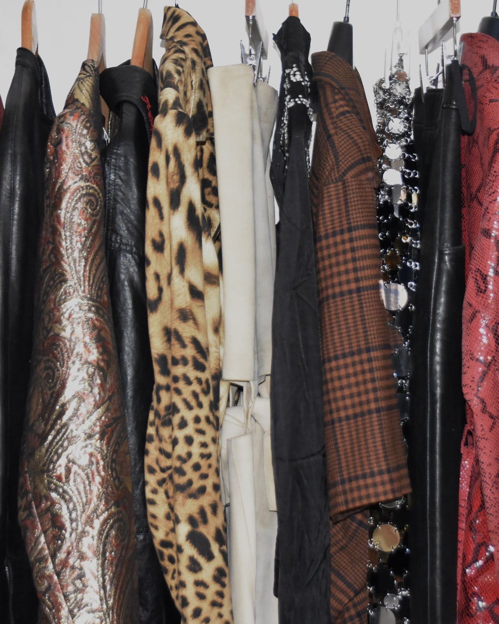 A curated rail of vintage clothing at Gizeye