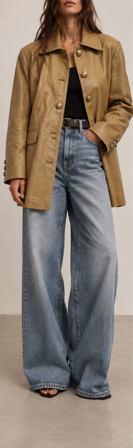 Gizeye Finds tan leather jacket — front-full view