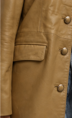 Gizeye Finds tan leather jacket — pocket view