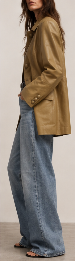 Gizeye Finds tan leather jacket — side view