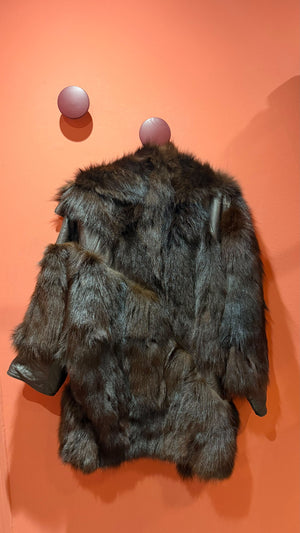 Vintage fox fur leather coat — original back